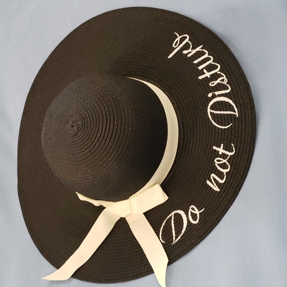 Black Wide Brim Embroidered Hat - Picture 2 of 5